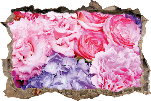 prachtvoller Blumenstrauss  3D Wandtattoo Wanddurchbruch
