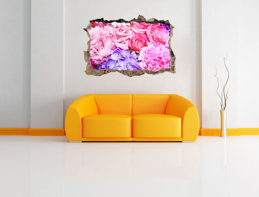prachtvoller Blumenstrauss 3D Wandtattoo Wanddurchbruch Wand