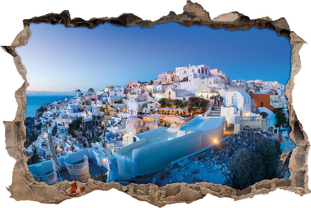 Pixxprint Oia Dorf Santorin, 3D Wandtattoo