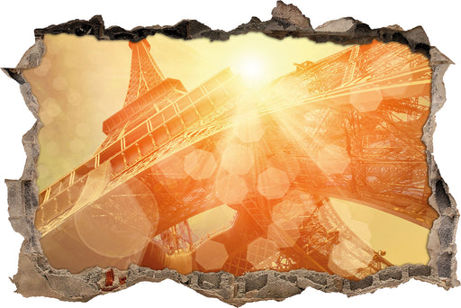 Der Eiffelturm im Sonnenschein  3D Wandtattoo Wanddurchbruch