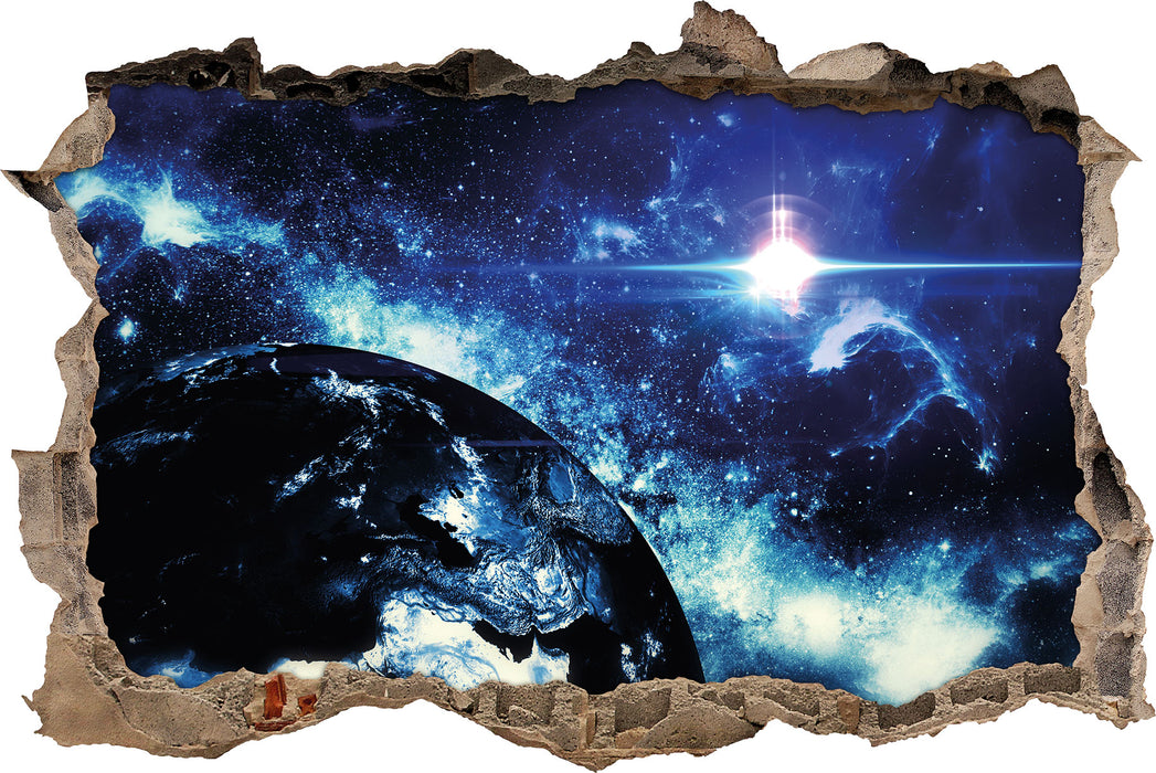 Pixxprint die Erde von oben bei Nacht, 3D Wandtattoo