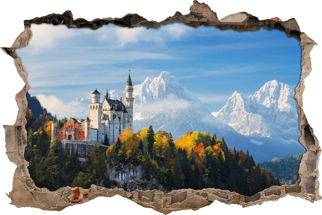 Pixxprint Schloss Neuschwanstein Herbst, 3D Wandtattoo