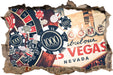 Las Vegas Casino Roulette  3D Wandtattoo Wanddurchbruch