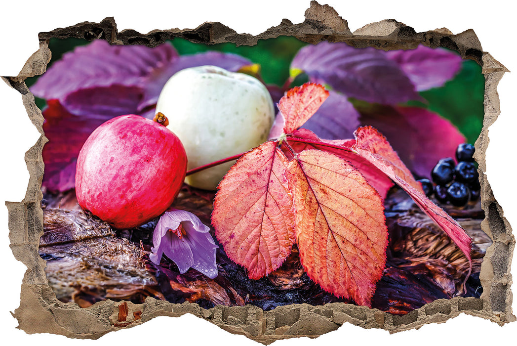 Pixxprint Äpfel und Blätter im Herbst, 3D Wandtattoo