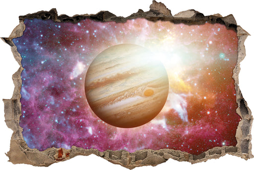 Planet Jupiter im Universum  3D Wandtattoo Wanddurchbruch
