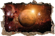 Planet Mars im Universum  3D Wandtattoo Wanddurchbruch