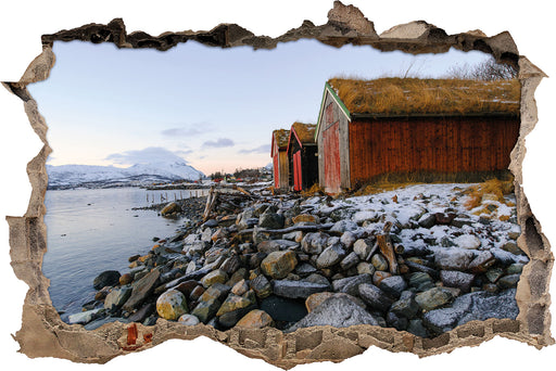 Küste der norwegischen See Tromso  3D Wandtattoo Wanddurchbruch