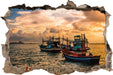 thailändische Fischerboote im Meer  3D Wandtattoo Wanddurchbruch