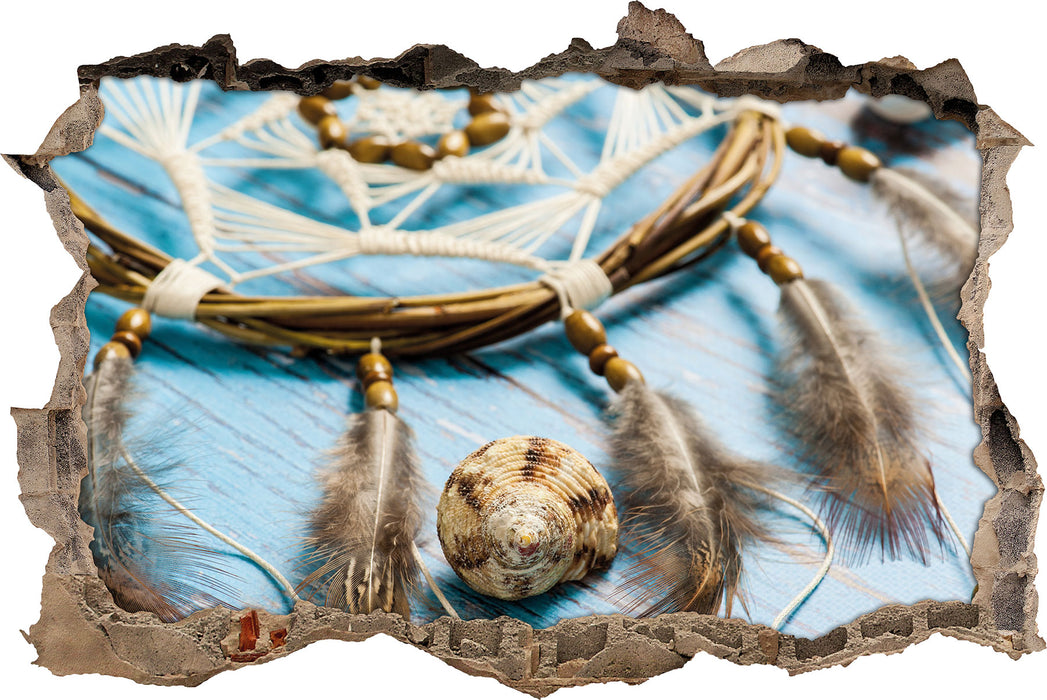 Pixxprint Traumfänger mit Federn, 3D Wandtattoo