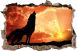 Wolf Heulen  3D Wandtattoo Wanddurchbruch