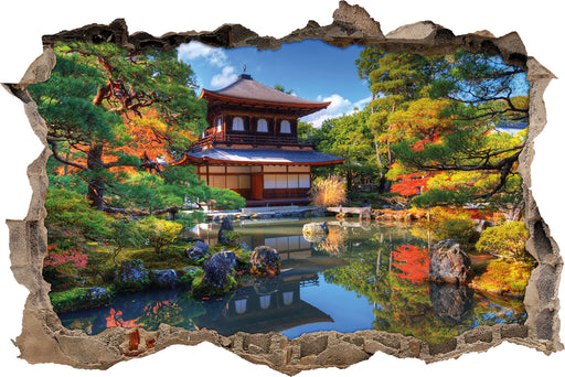 Ginkaku-ji-Tempel in Kyoto 3D Wandtattoo Wanddurchbruch