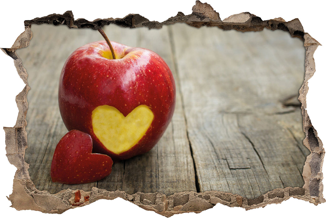 Pixxprint Herzschnitzerei in Apfel, 3D Wandtattoo