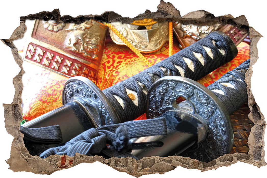 Pixxprint edle Samurai-Schwerter, 3D Wandtattoo