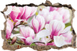 feine rosa farbende Blüte  3D Wandtattoo Wanddurchbruch