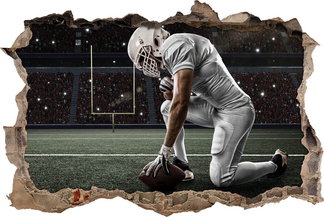 Pixxprint knieender Football-Spieler, 3D Wandtattoo