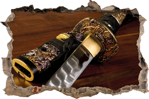 strahlendes Samurai-Schwert  3D Wandtattoo Wanddurchbruch
