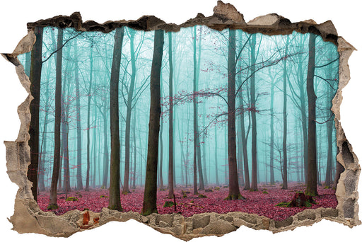 abstrakter Wald  3D Wandtattoo Wanddurchbruch
