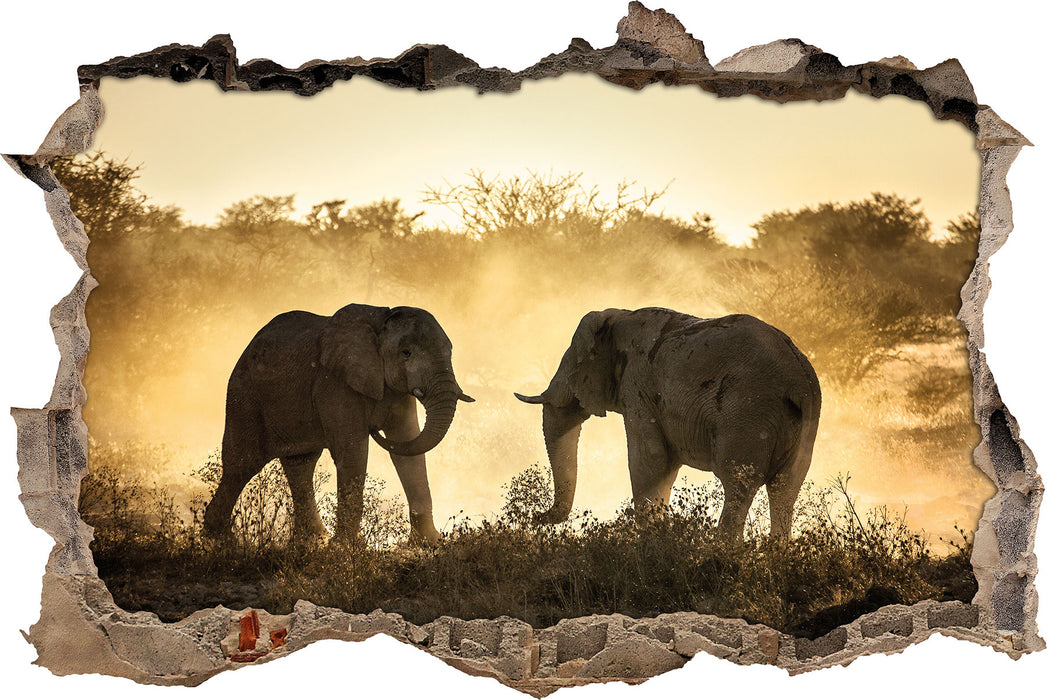 Pixxprint kämpfende Elefanten, 3D Wandtattoo