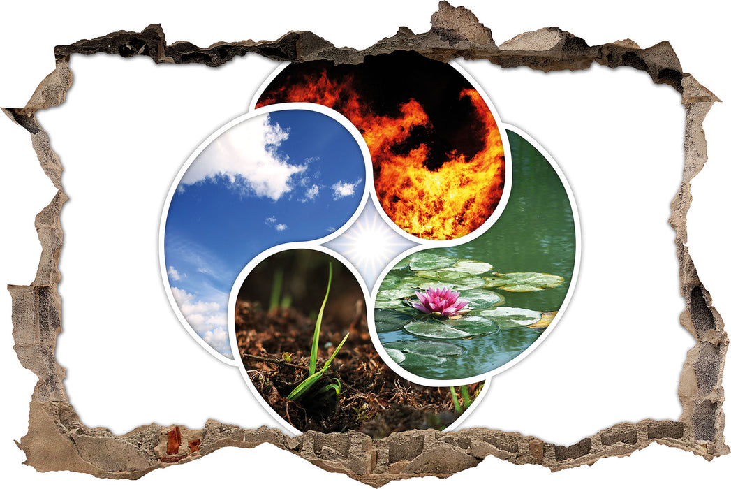 Pixxprint Die vier Elemente, 3D Wandtattoo