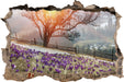 Krokusswiese in Gebirge  3D Wandtattoo Wanddurchbruch
