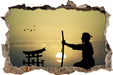 Samurai-Meister vor Horizont 3D Wandtattoo Wanddurchbruch
