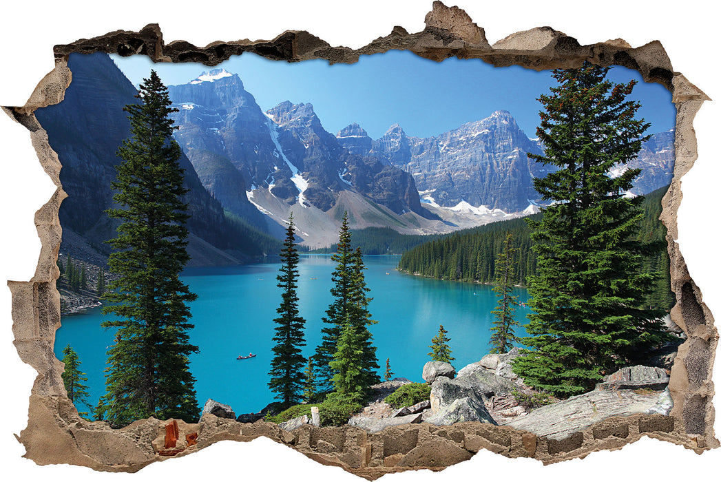 Pixxprint Moraine Lake kanadische Berge, 3D Wandtattoo