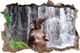 Babyelefant am Wasserfall  3D Wandtattoo Wanddurchbruch