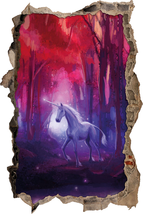 Pixxprint Einhorn im Zauberwald, 3D Wandtattoo