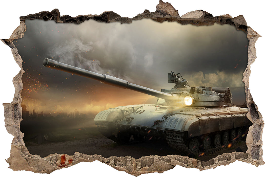 Pixxprint Panzer im Nebel, 3D Wandtattoo