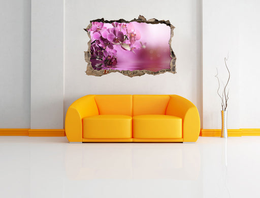 Wunderschöne Orchideenblüten 3D Wandtattoo Wanddurchbruch Wand
