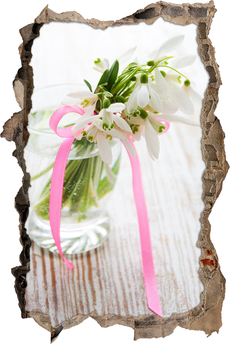 Pixxprint Schneeglöckchen mit rosa Band, 3D Wandtattoo