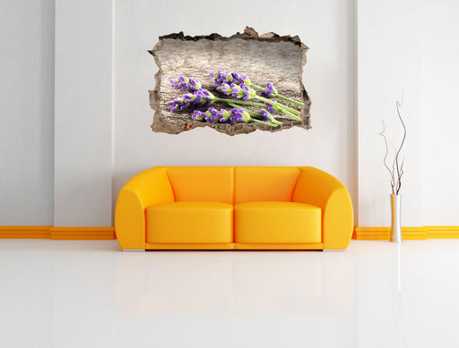 Liegender frischer Lavendel 3D Wandtattoo Wanddurchbruch Wand