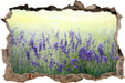 Schöner Lavendel im Regen 3D Wandtattoo Wanddurchbruch