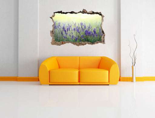 Schöner Lavendel im Regen 3D Wandtattoo Wanddurchbruch Wand