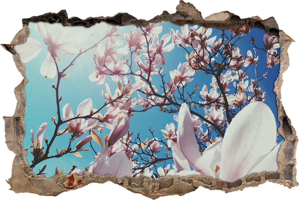 Pixxprint Zarte Rosa Magnolie Blüten, 3D Wandtattoo