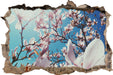 Zarte Rosa Magnolie Blüten  3D Wandtattoo Wanddurchbruch
