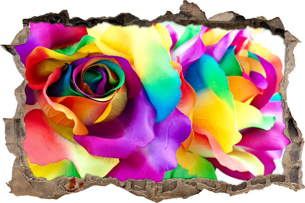 Pixxprint Kunterbunte Rosen, 3D Wandtattoo