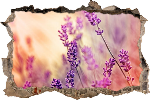 Eleganter Lavendel  3D Wandtattoo Wanddurchbruch