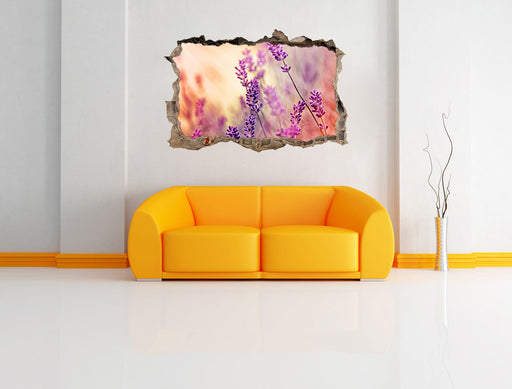 Eleganter Lavendel 3D Wandtattoo Wanddurchbruch Wand