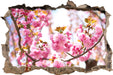 Schöne Kirschblüten  3D Wandtattoo Wanddurchbruch