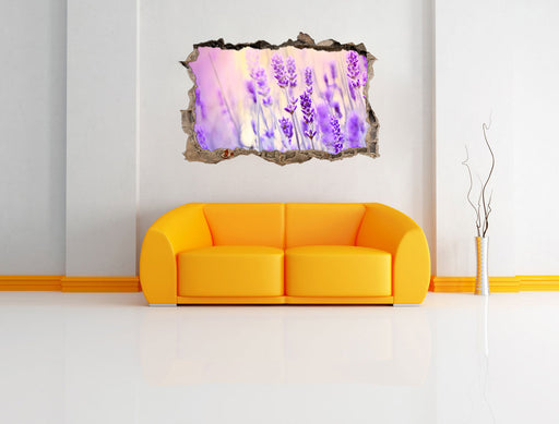 Lavendel im Retro Look 3D Wandtattoo Wanddurchbruch Wand