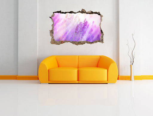 Schöner Lavendel im sanften Licht 3D Wandtattoo Wanddurchbruch Wand