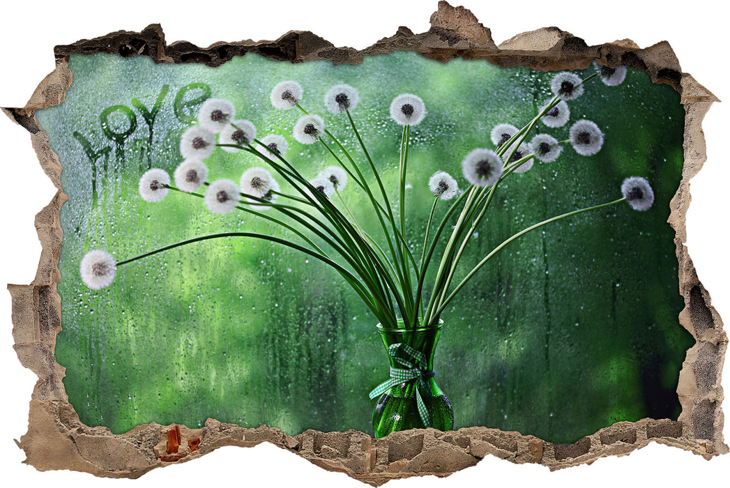 Pusteblumen am Fenster  3D Wandtattoo Wanddurchbruch