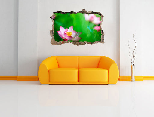 Wunderschöne Lotusblüten 3D Wandtattoo Wanddurchbruch Wand