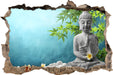 Buddha auf Steinen mit Monoi Blüte  3D Wandtattoo Wanddurchbruch