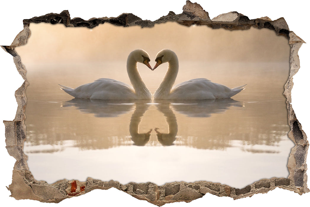 Pixxprint Schwäne im Morgengrauen, 3D Wandtattoo