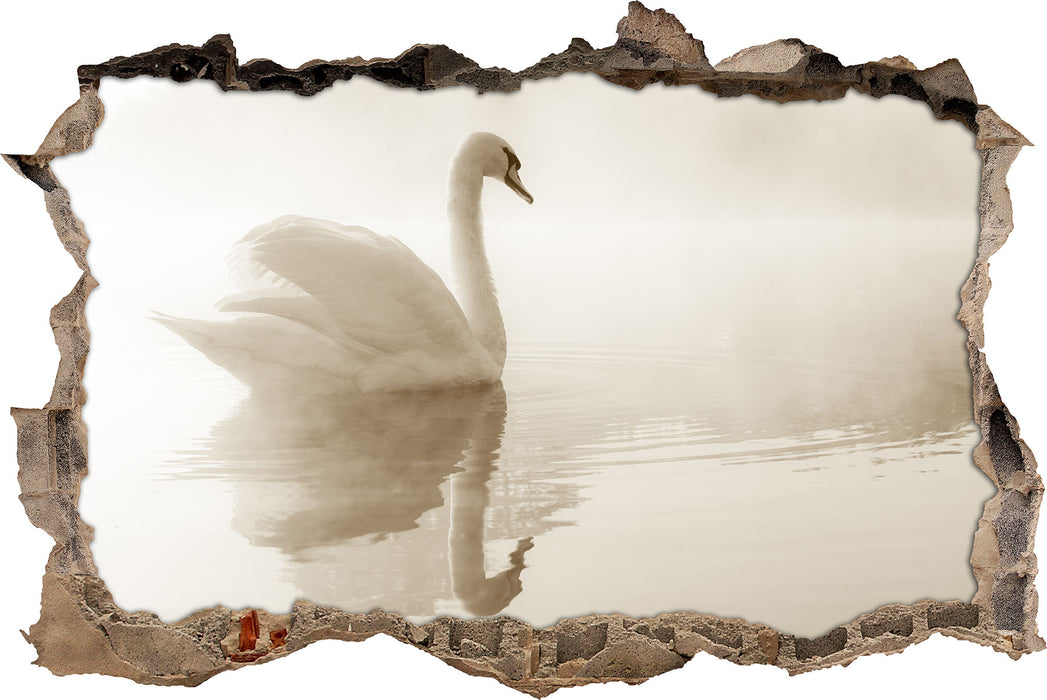 Pixxprint Schwan im Morgennebel, 3D Wandtattoo