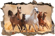 Western Pferde mit Fohlen  3D Wandtattoo Wanddurchbruch