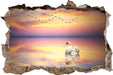 Schwan bei Sonnenuntergang  3D Wandtattoo Wanddurchbruch