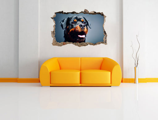 Treuer Rottweiler 3D Wandtattoo Wanddurchbruch Wand